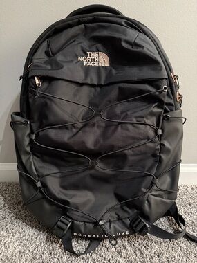 The North Face Borealis Luxe Backpack in Black with Rose Gold Accents